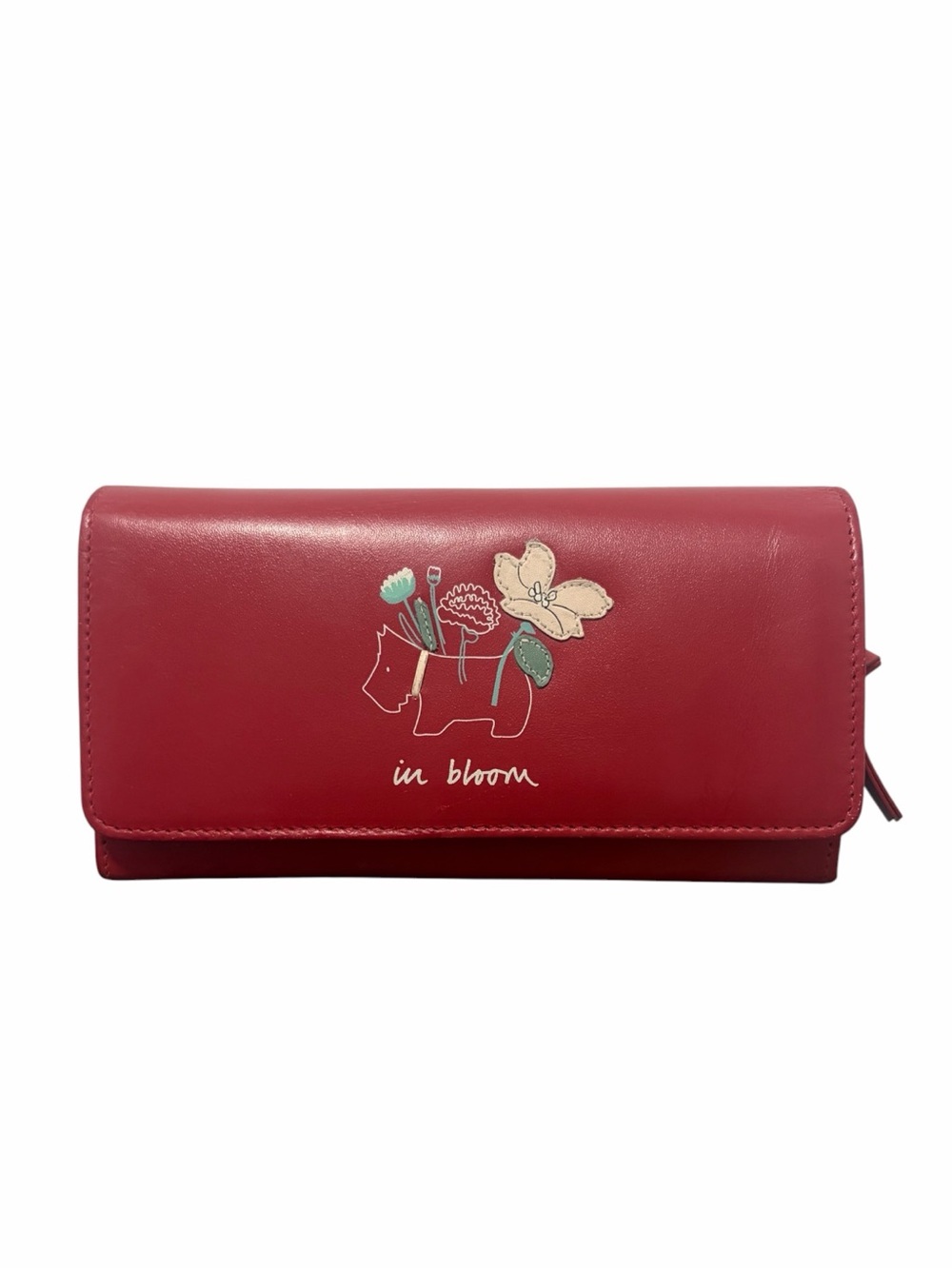 Radley London “In Bloom” Red Scottie Long Leather & Embroidered Wallet - EC